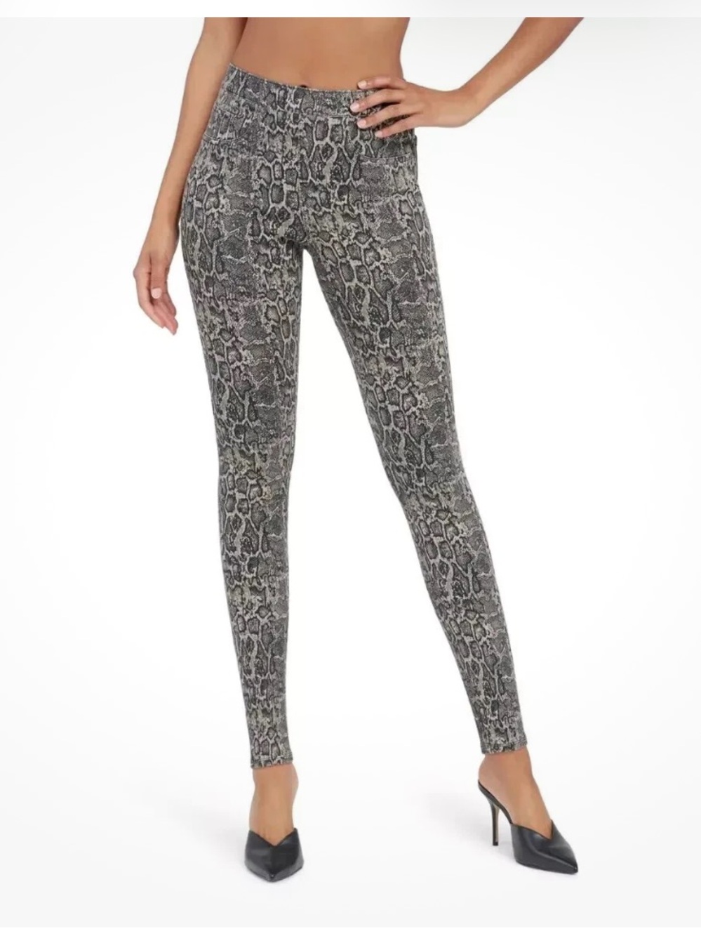 SPANX Animal Print Jean-ish Ankle Denim Leggings Snakeskin Pants S casual Fall